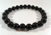 Bracelet obsidienne noire perles rondes.